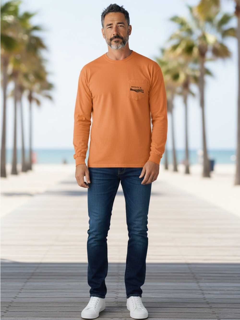 Comfort Colors Men's Long Sleeve Crewneck Shirt - Orange